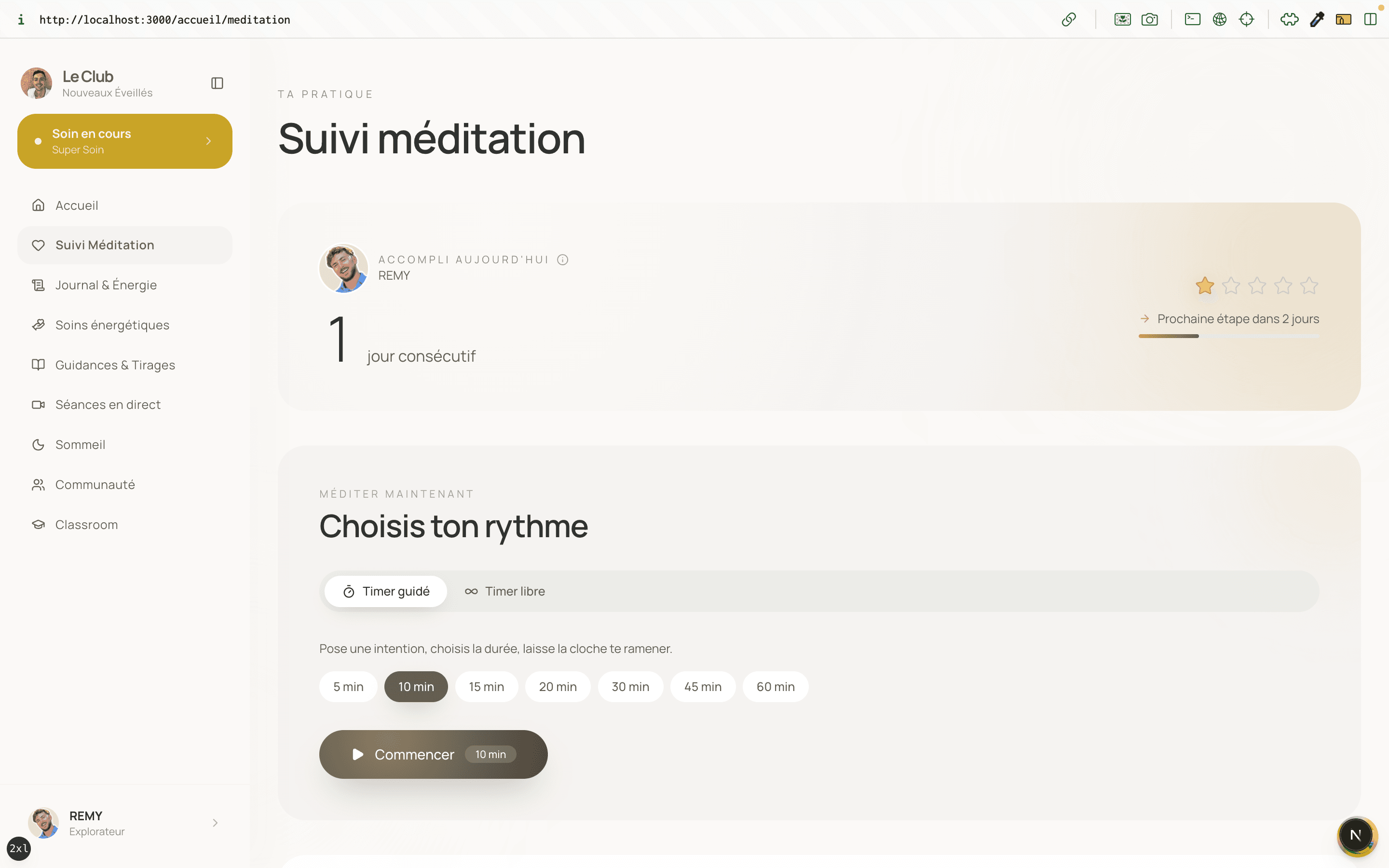 Méditation guidée & suivi de série